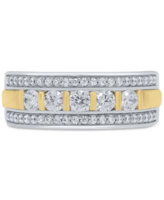 Men's Diamond Openwork Band (1 ct. t.w.) in 10k Two-Tone Gold