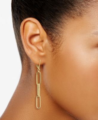 Polished & Textured Multi-Link Paperclip Drop Earrings in 14k Gold