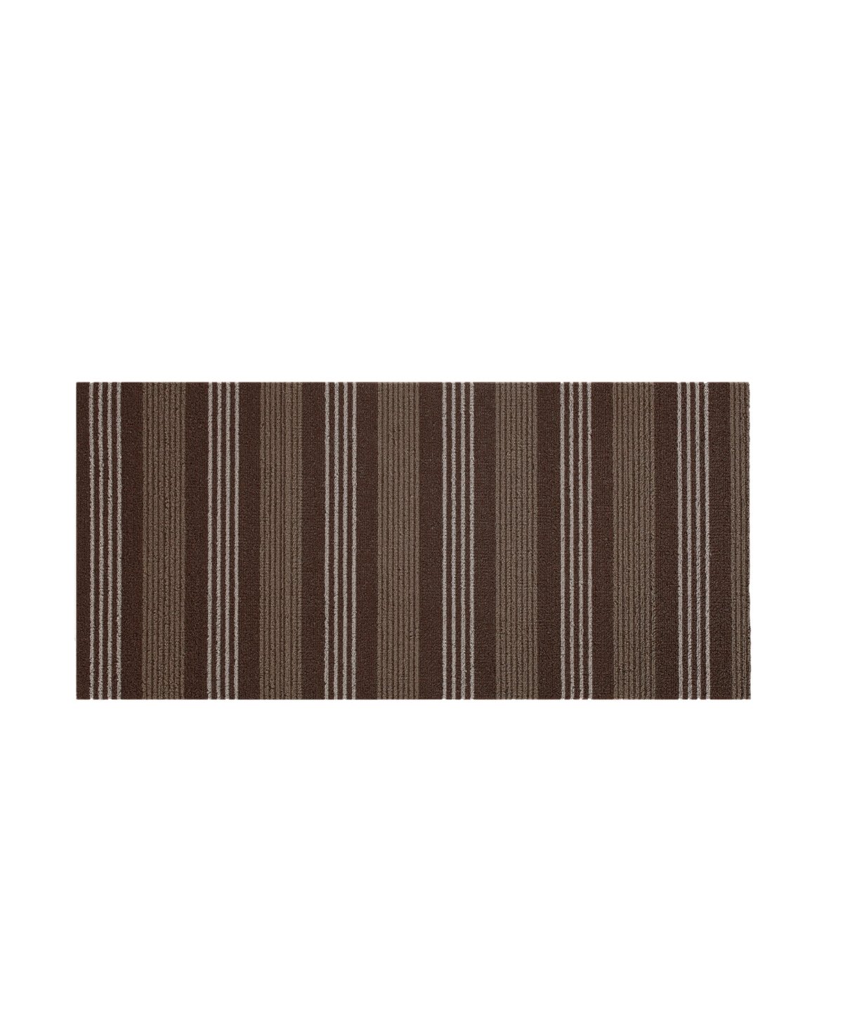 Nautica Polyvinyl Chloride Loop Utility Indoor Or Outdoor Striped Mat, 17.5" X 30" In Brown
