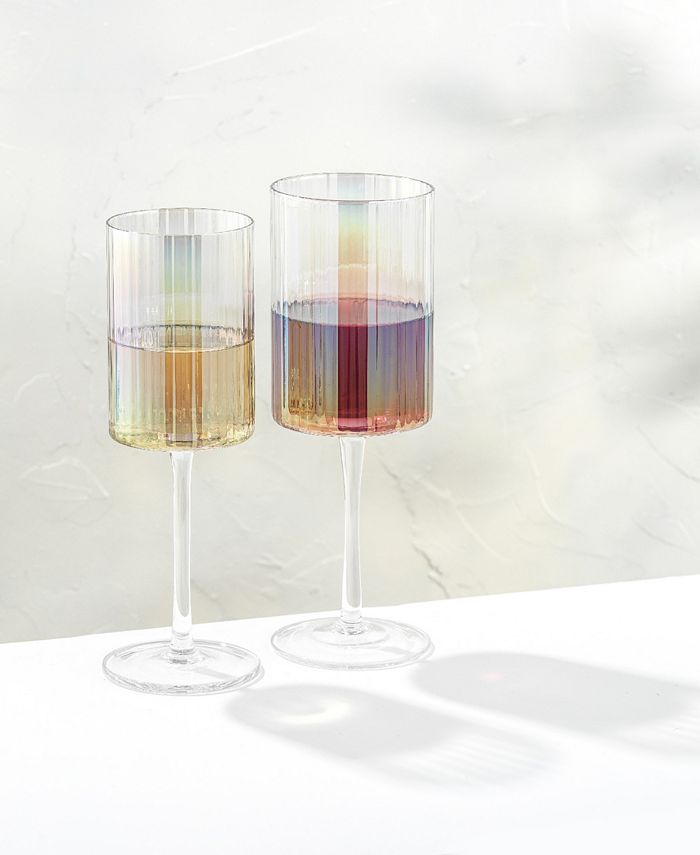 JoyJolt Christian Siriano New York Chroma Iridescent Red Wine Glass - 17.5 oz - Set of 2