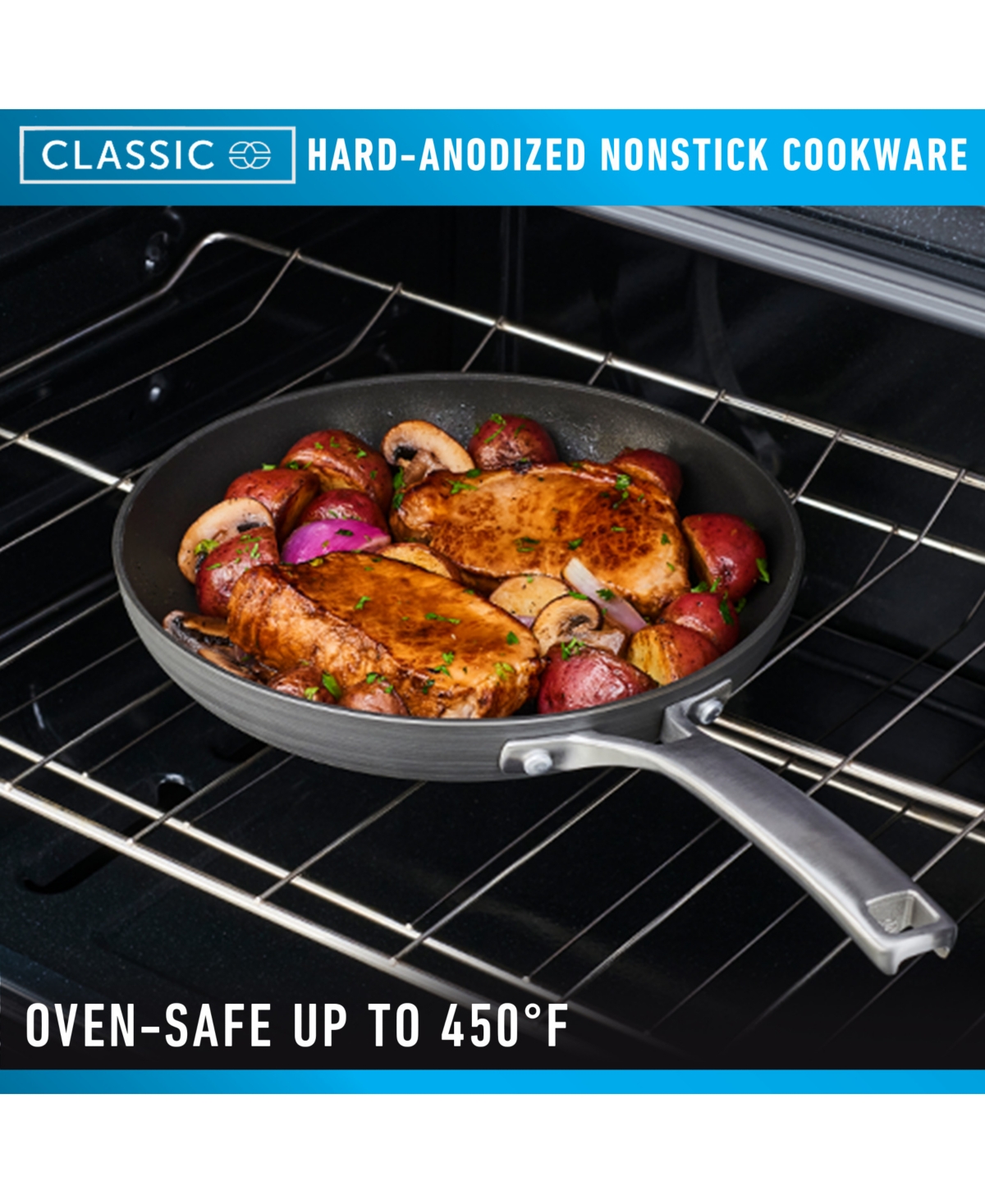 Calphalon Classic Hard-Anodized Nonstick Cookware 14-Piece Pots and Pans Set with No-Boil-Over Inserts - Stainless Steel