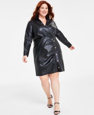 Plus Size Black Leather Dress