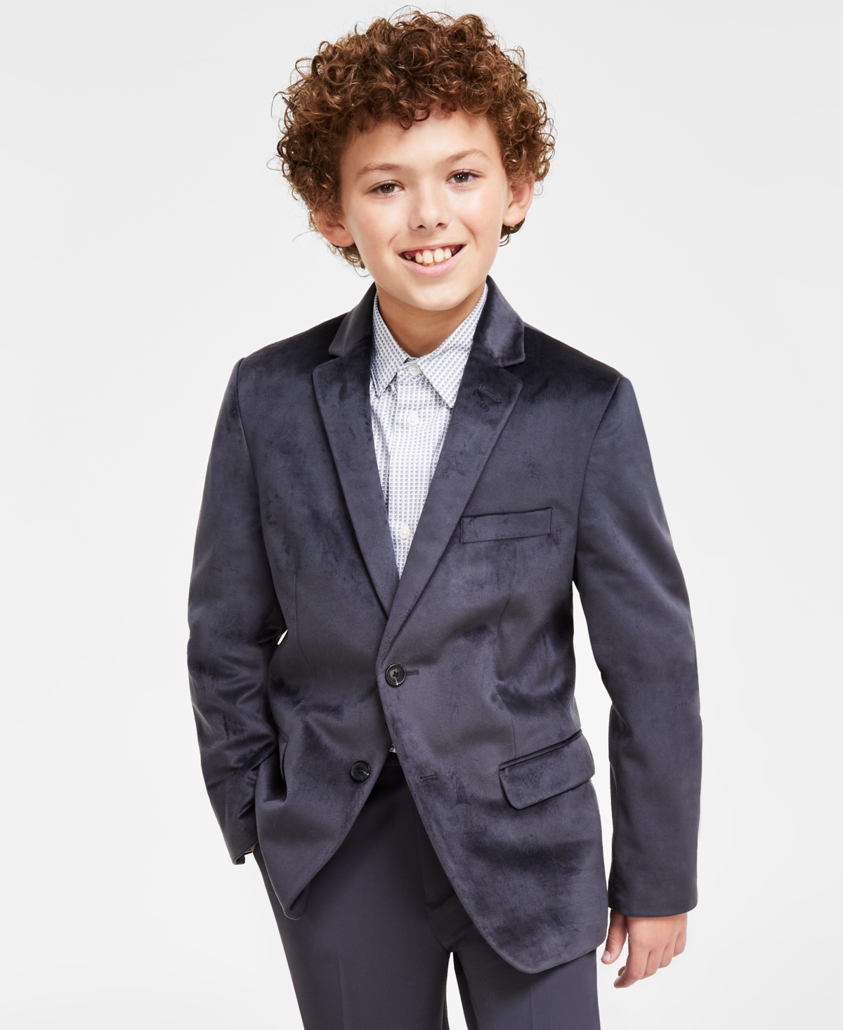 Calvin Klein Kids' Big Boys Velvet Jacket In Dark Gray