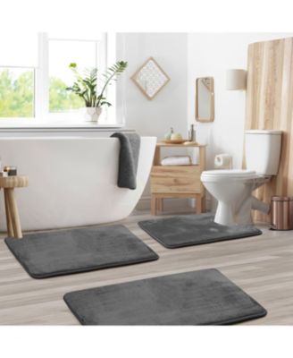 3 Piece Ultra Soft Non-Slip Plush Memory Foam Bath Rug Set - Small, Large & Contour
