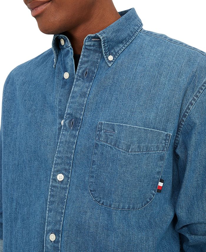 Tommy Hilfiger Men's Classic-Fit Button-Down Denim Shirt - Macy's