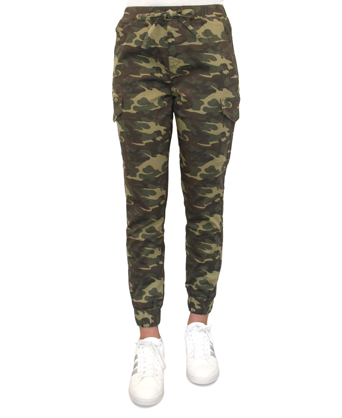 Almost Famous Juniors' Faux Cargo Pocket Joggers In Light Gree