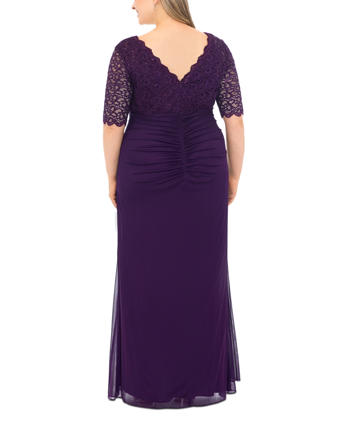 B&A by Betsy & Adam Plus Size V-Neck Gown