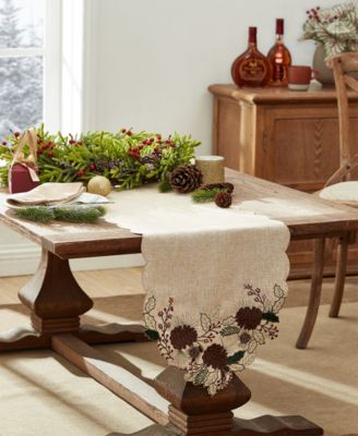 Elrene - Berry Pinecone Cutwork Runner, 14" x 72
