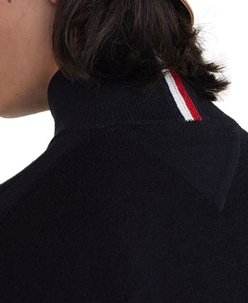 Tommy Hilfiger Men\'s Mock Cotton Macy\'s - Blend Cashmere 1/4-Zip Sweater Neck Regular-Fit Pima