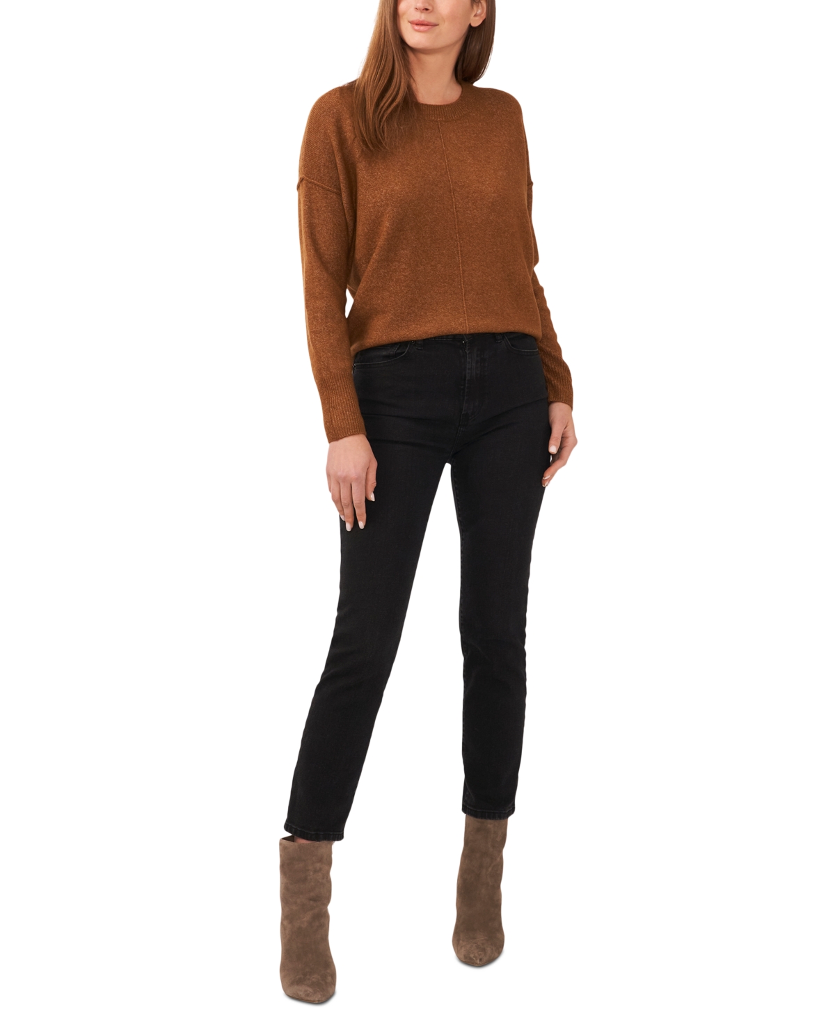 Vince Camuto Women's Cozy Long Sleeve Extend Shoulder Sweater In Brown