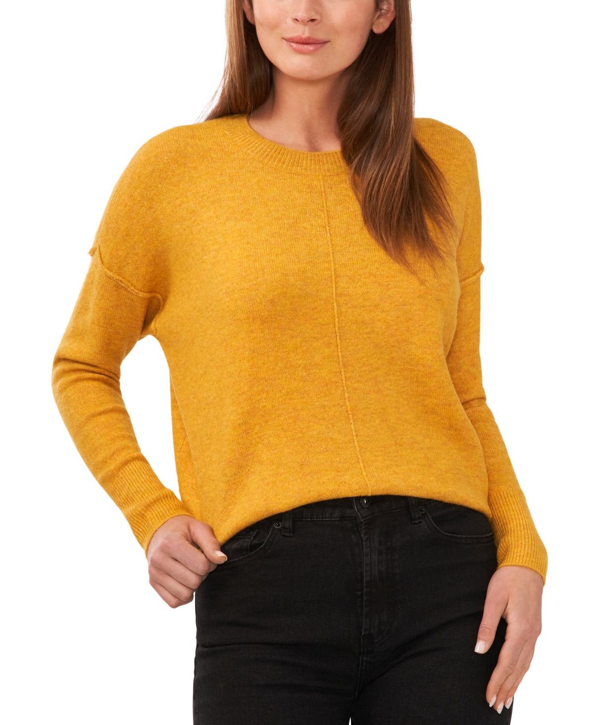 Vince Camuto Cozy Long Sleeve Extend Shoulder Sweater In Amber
