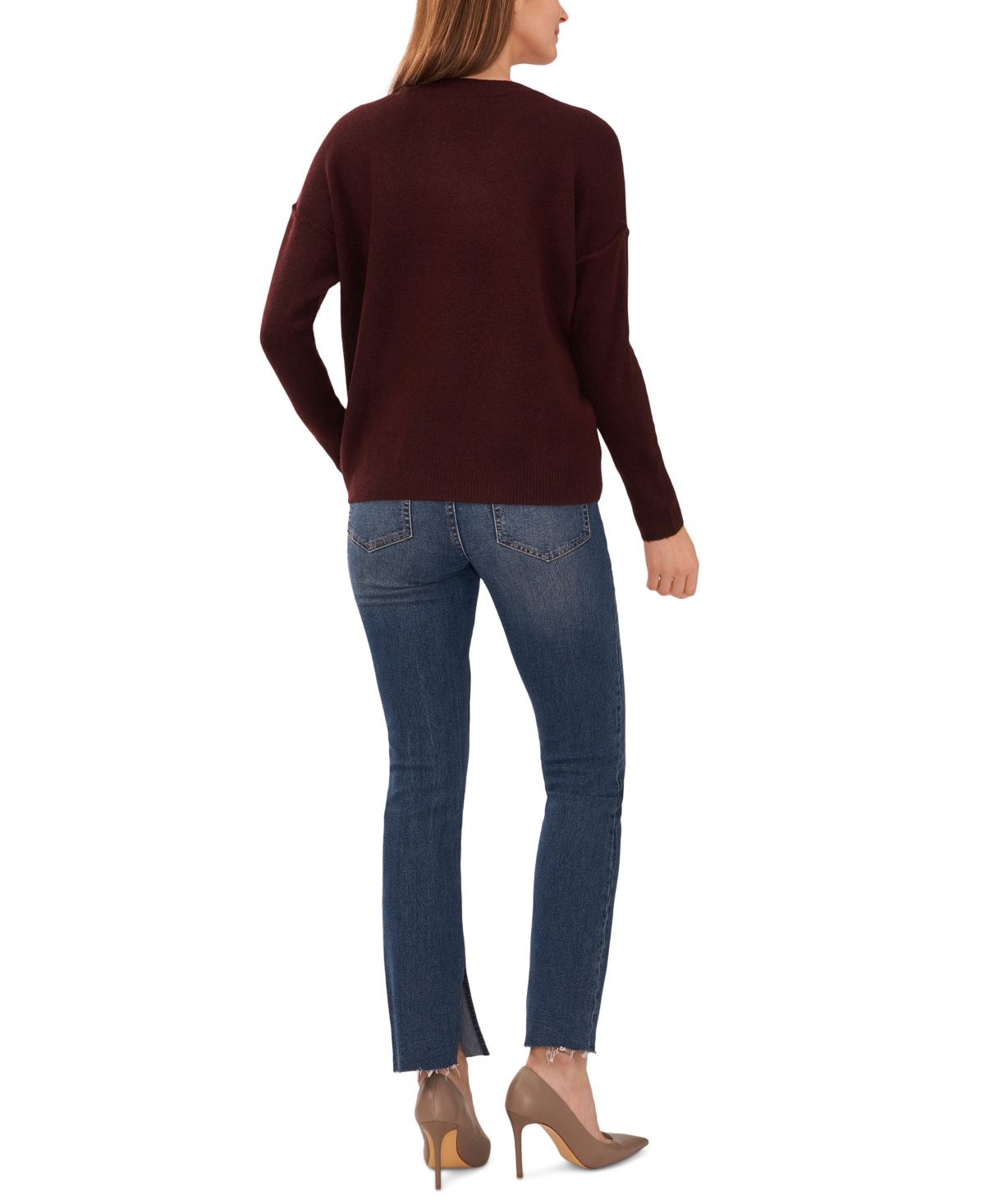 Vince Camuto Women's Cozy Long Sleeve Extend Shoulder Sweater In Burgundy