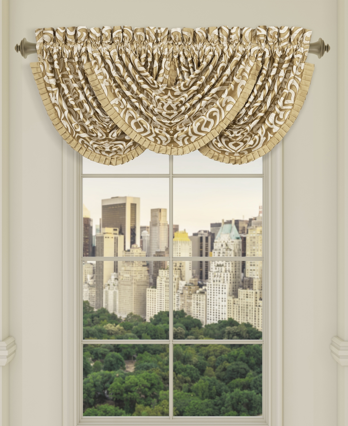J Queen New York Lazlo Window Waterfall Valance In Gold