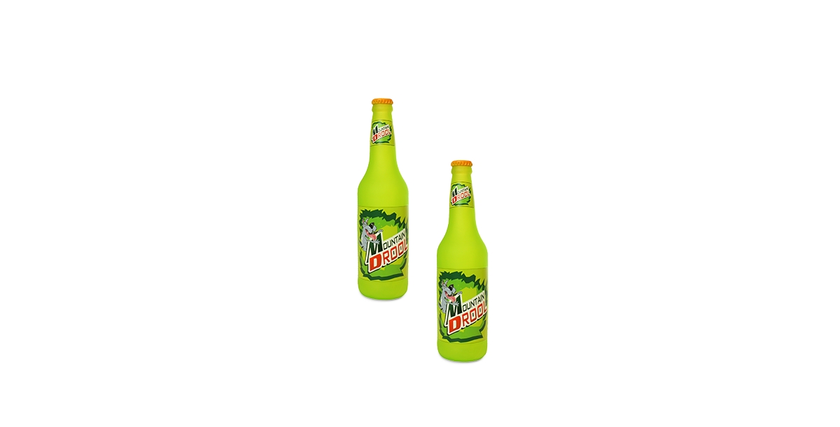 Beer Bottle Mountain Drool, 2-Pack Dog Toys - Medium Green