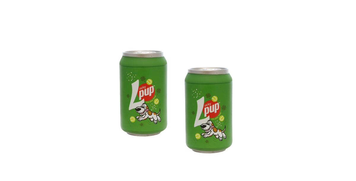 Soda Can Lucky Pup, 2-Pack Dog Toys - Medium Green