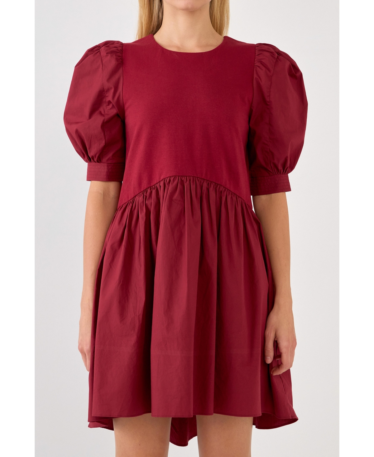 English Factory Women s High Low Knit Combo Dress In Burgundy ModeSens