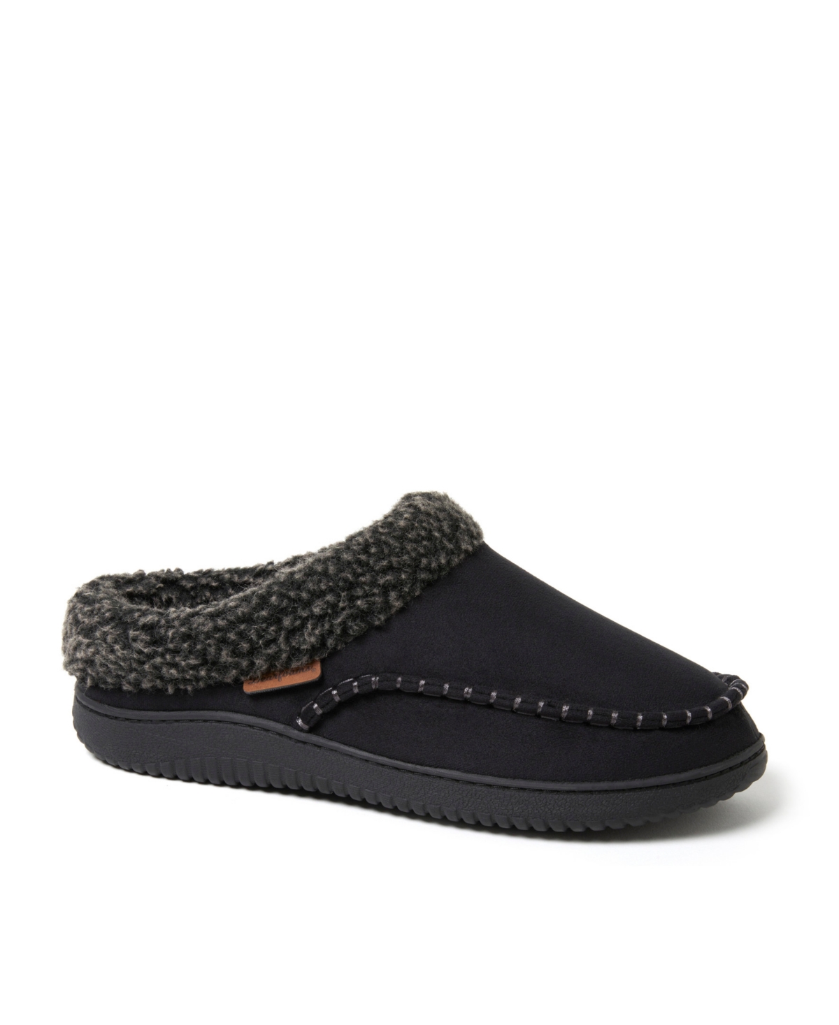 Men's dearfoams microsuede best sale whipstitch trim clog slippers