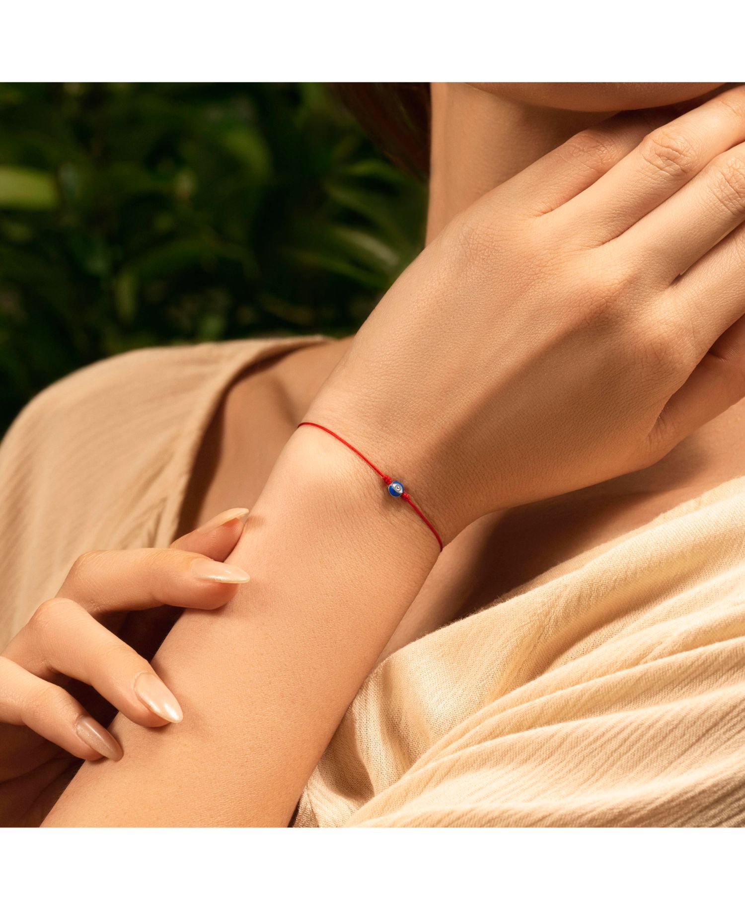 Navy Enamel Evil Eye Red String Bracelet