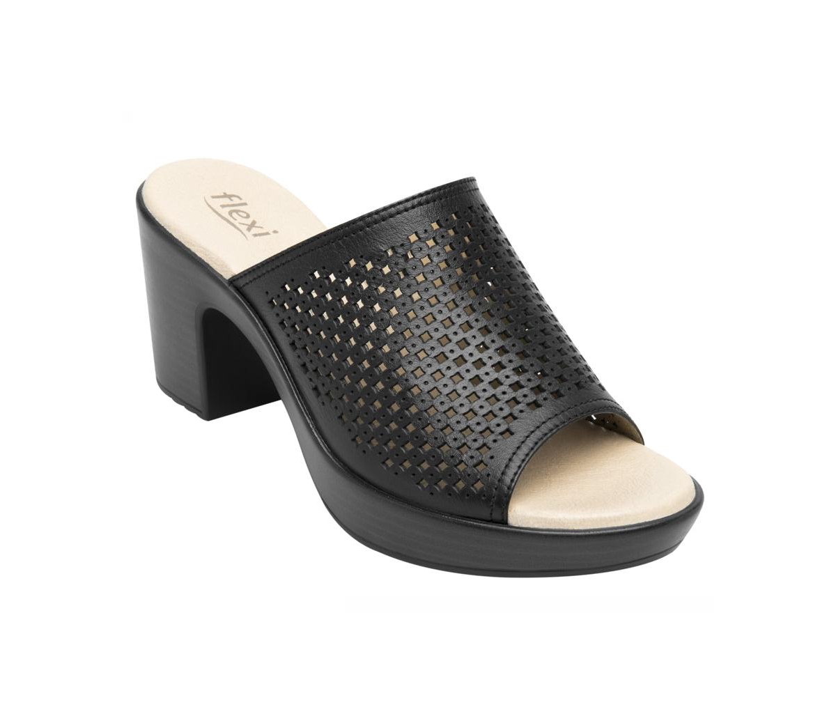 Women´s Leather Heel Slip-On Sandals By Flexi - Beige