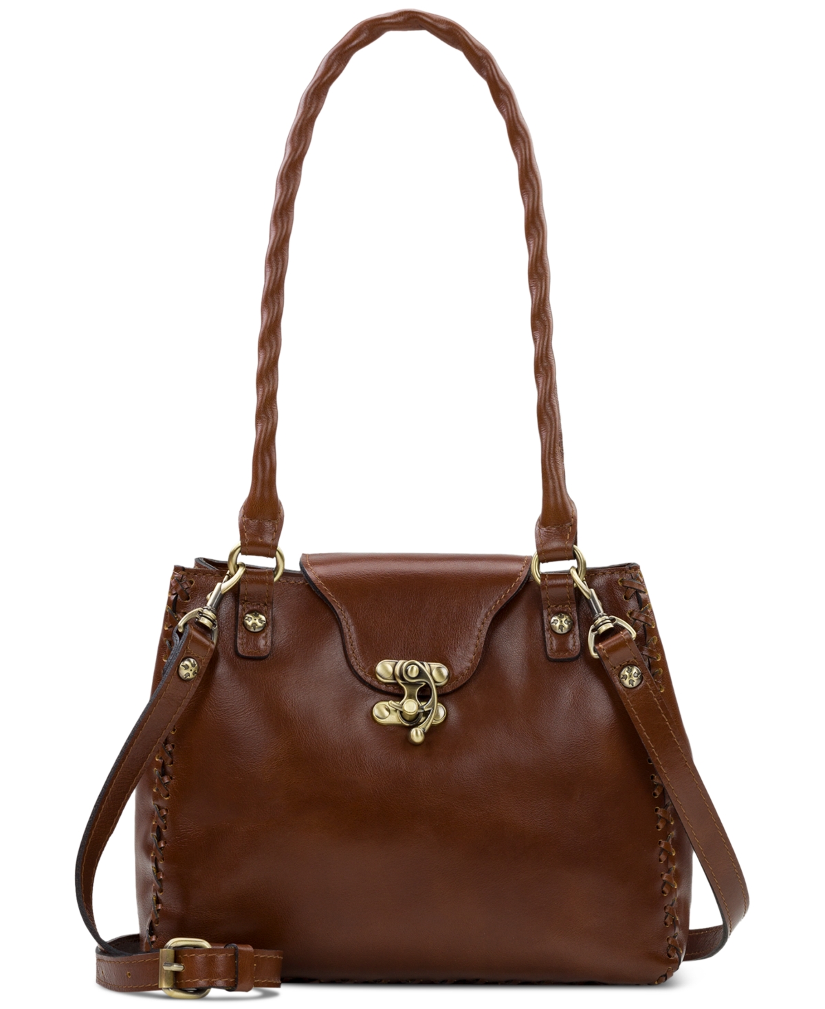 Patricia Nash Rosalia Small Leather Shoulder Bag In Cognac