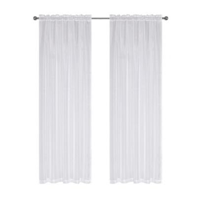 Montauk Accents Ultra Lux 2 Piece Rod Pocket White Sheer Voile Window Curtain Panels