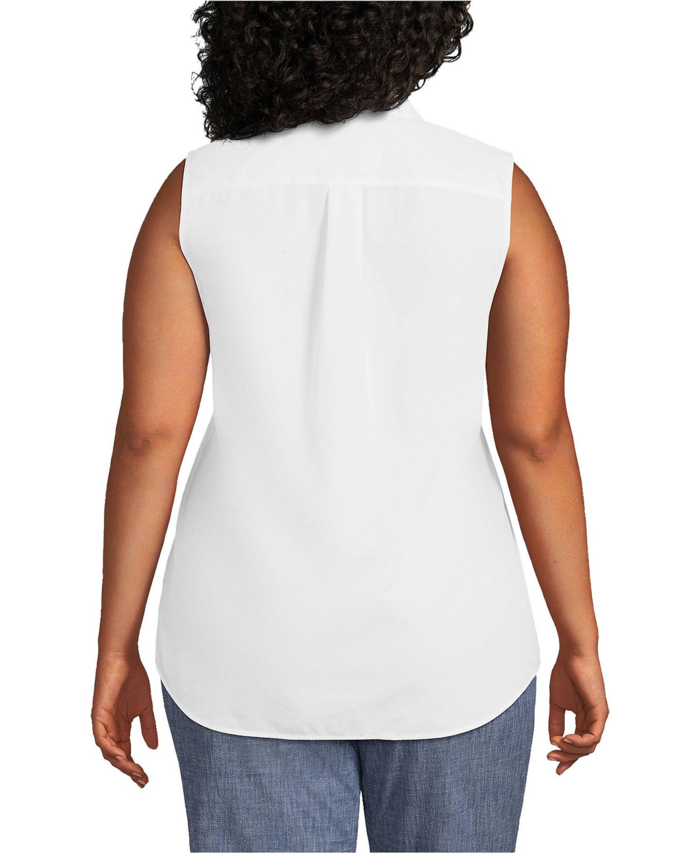 Женская рубашка Lands' End Plus Size No Iron Sleeveless, цвет: Белый — фото 2