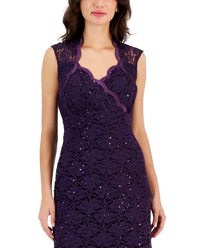Connected Women's Sequined-Lace Cutout-Back Sheath Dress - Macy's