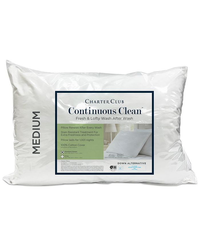 Charter Club Continuous Clean Stain Resistant Pillow, Standard, Created