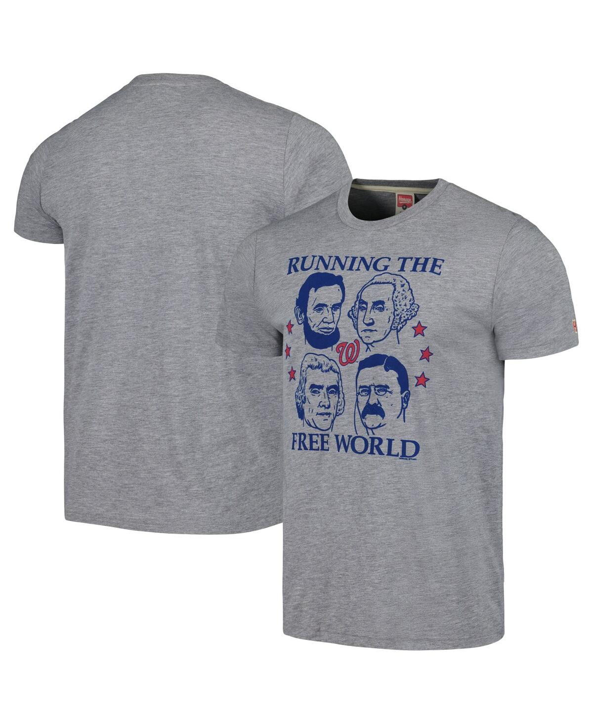 Homage Men's  Gray Washington Nationals Doddle Collection Running The Free World Tri-blend T-shirt