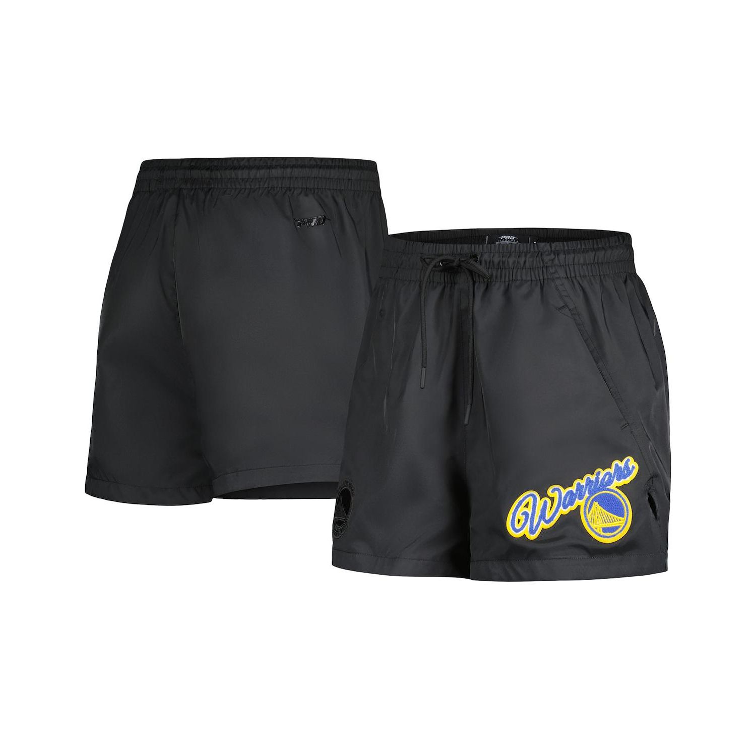 Women's Black Golden State Warriors Script Woven Shorts