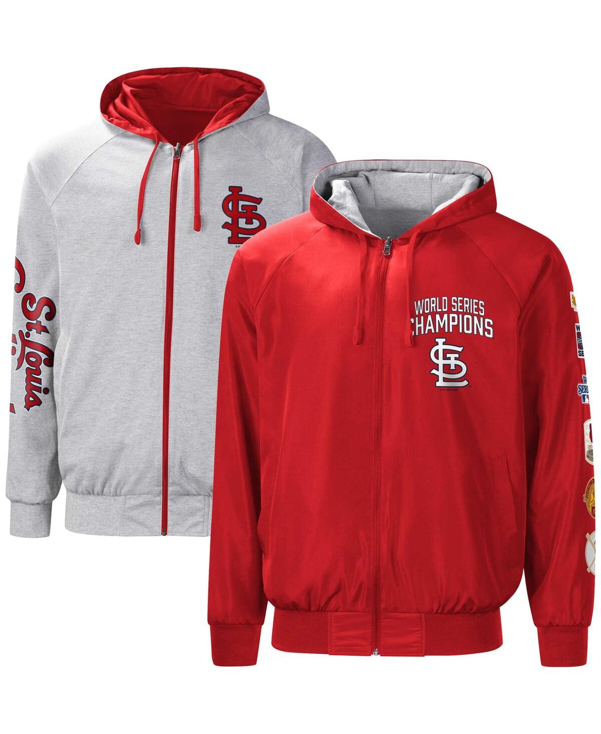 G-iii Sports By Carl Banks Men's  Red, Gray St. Louis Cardinals Southpaw Reversible Raglan Hooded Ful In Red,gray