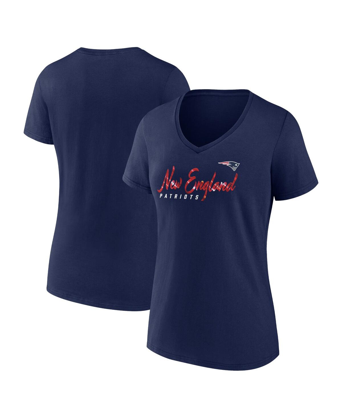 Fanatics Women's  Navy New England Patriots Shine Time V-neck T-shirt In Navy