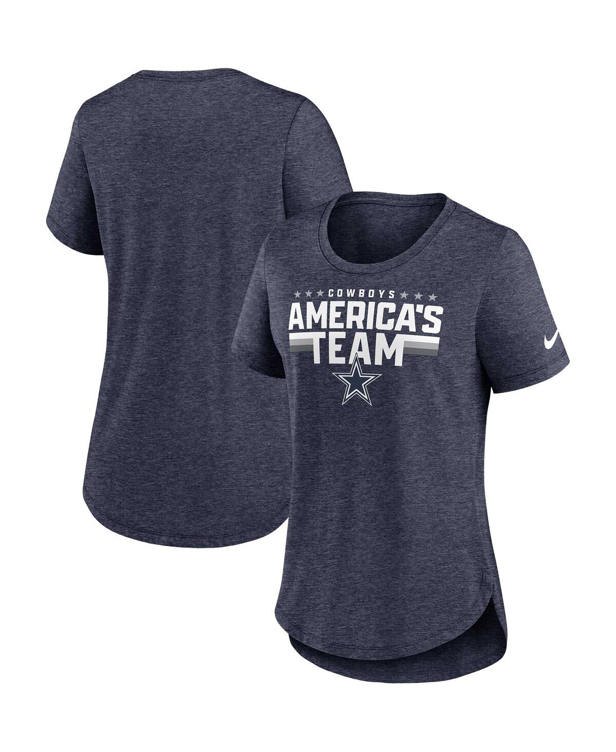 Shop Nike Women's  Heather Navy Dallas Cowboys Local Fashion Tri-blend T-shirt