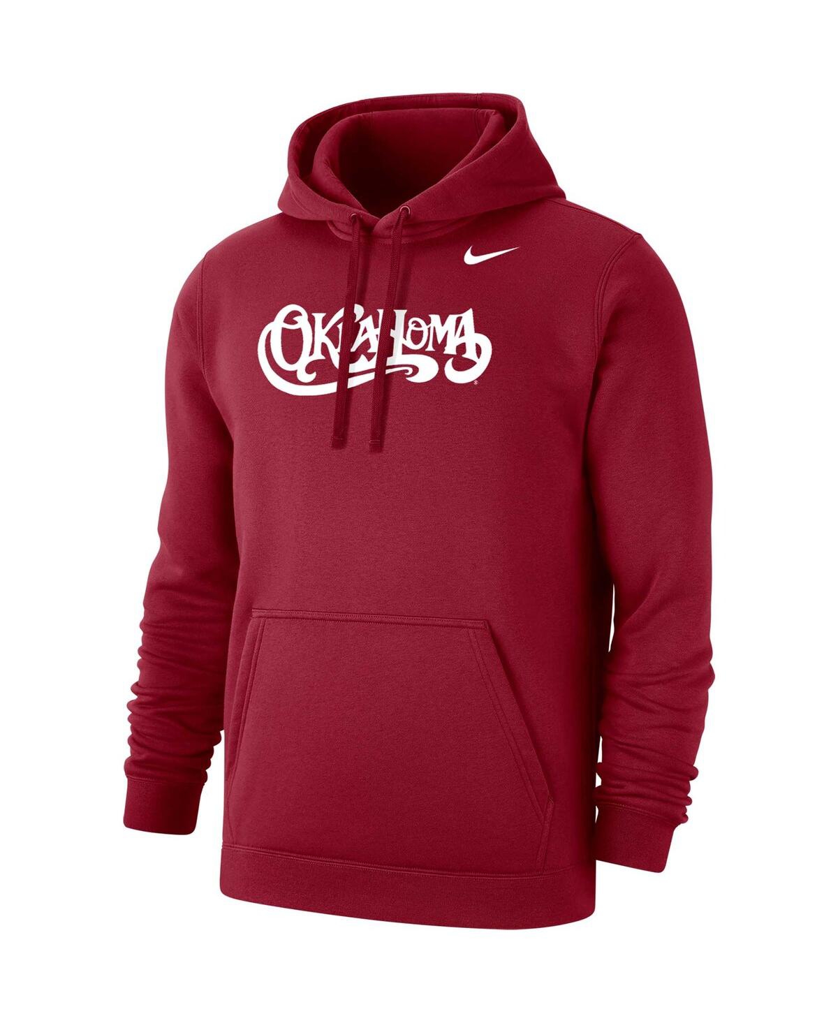 Nike Men's  Crimson Oklahoma Sooners Vintage-inspired Script Club Fleece Pullover Hoodie In Crimson