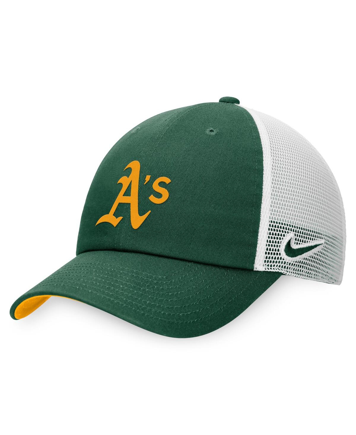 Nike Men's  Green, White Oakland Athletics Heritage86 Adjustable Trucker Hat In Green,white