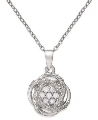 Macy's - Diamond Love Knot Pendant Necklace (1/10 ct. t.w.) in 18k Gold-Plated Sterling Silver