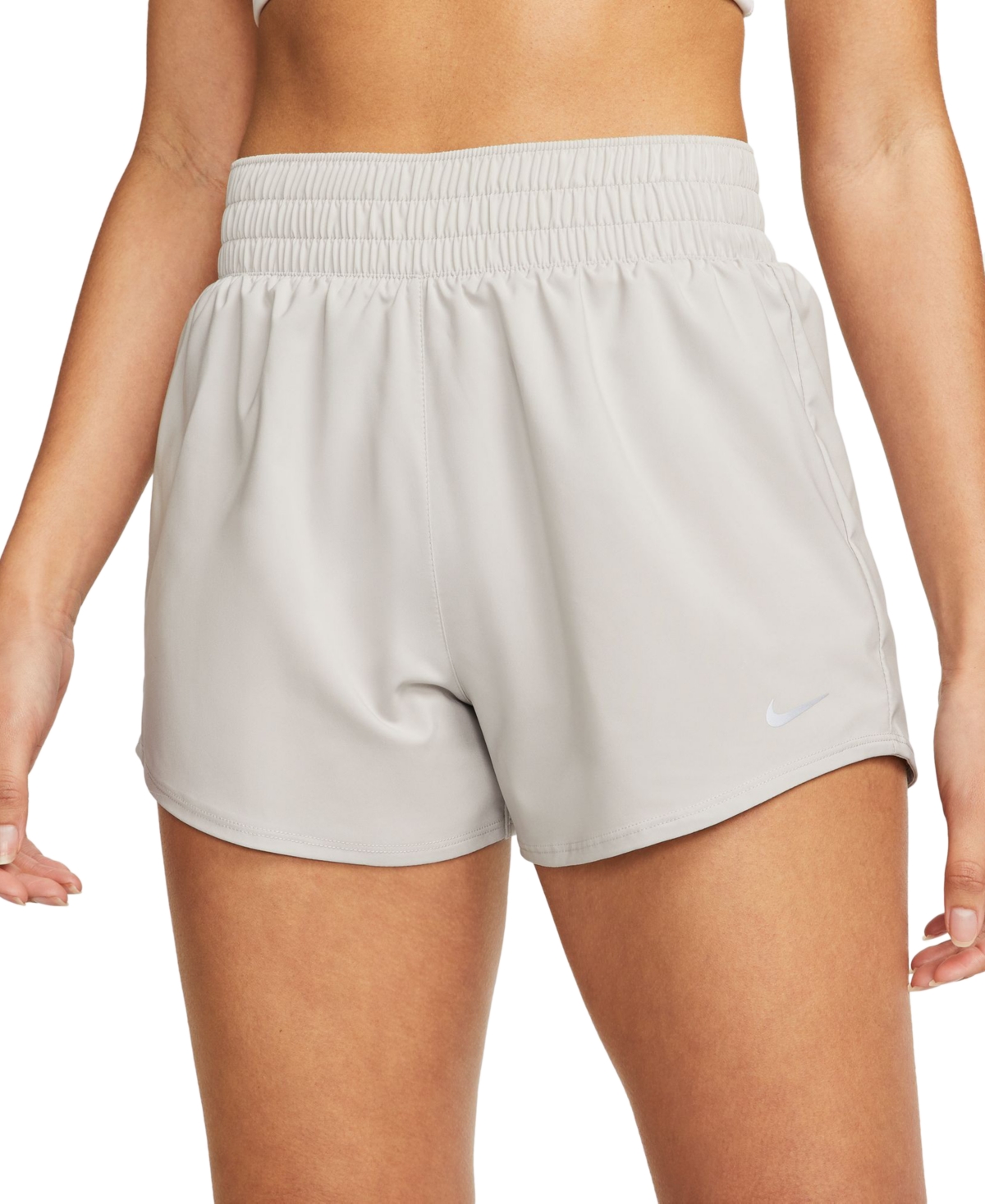 Nike Women's One Dri-fit High-waisted 3" Brief-lined Shorts In Grey