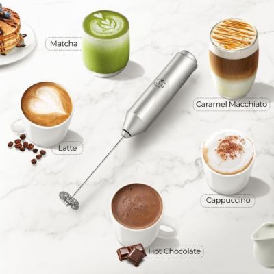 Powerful Mini Handheld Milk Frother – FrothMate Stainless Steel Foam Maker (No Stand)