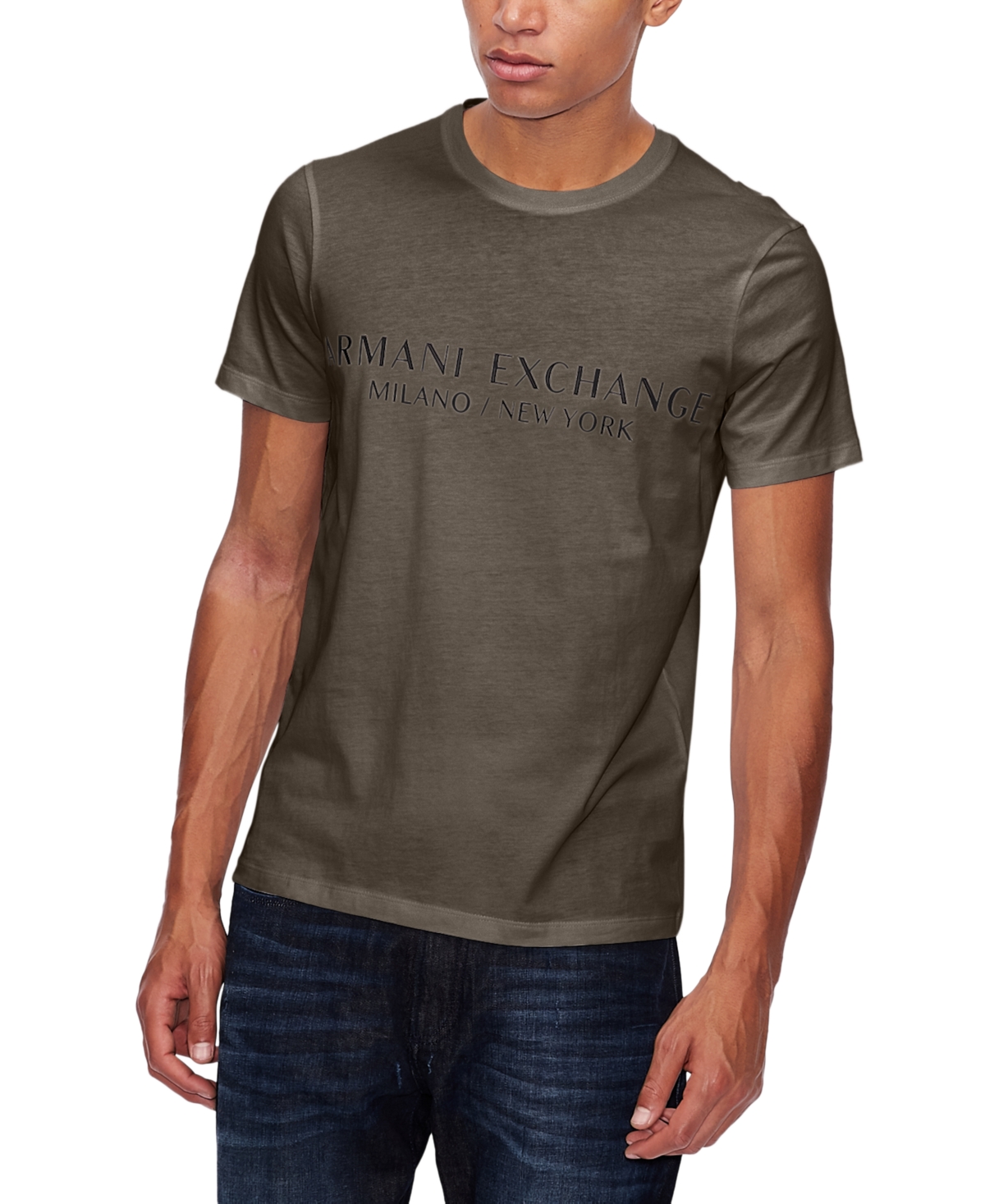 A X Armani Exchange Men's Milano/new York Logo Graphic T-shirt In Crocodile