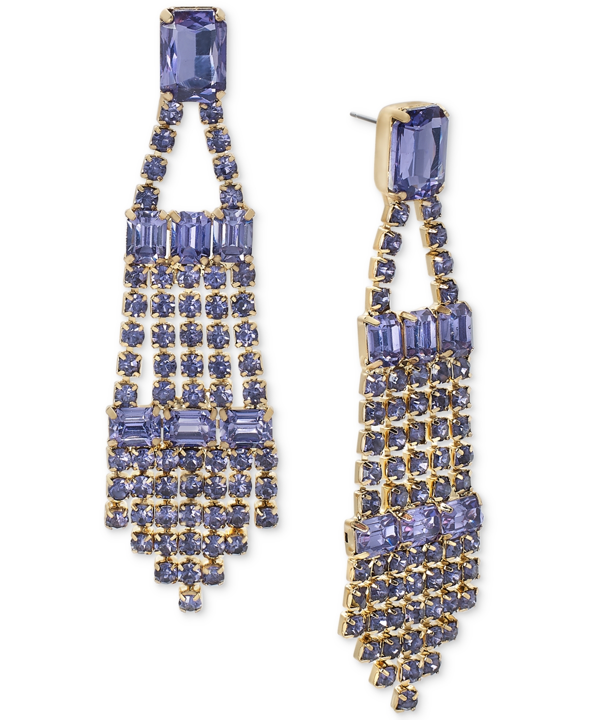 Inc International Concepts Gold-tone Beaded Chandelier Earrings, Created For Macy's In Purple