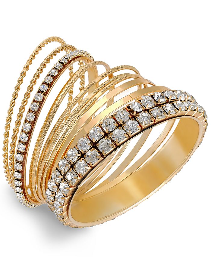 Thalia Sodi Crystal Stone Bangle Bracelet Set - Macy's