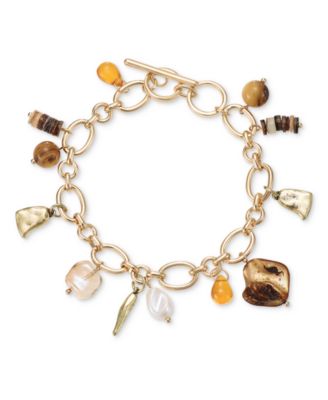 Style & Co Mixed-Metal Beaded Charm Bracelet, Created For Macy's - Macy's