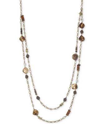 Style & Co - Gold-Tone Beaded Long Layered Necklace, 46-1/2" + 3" extender