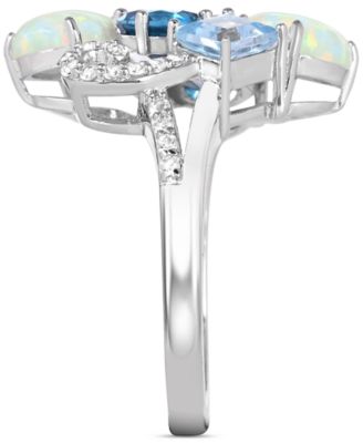 Lab-Grown Opal (1-1/3 ct. t.w) & Multicolor Topaz (2-1/2 ct. t.w) Ring in Sterling Silver