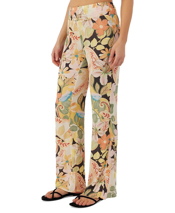 O'Neill Juniors' Floral-Print Johnny Elastic-Waist Straight-Leg Pants ...