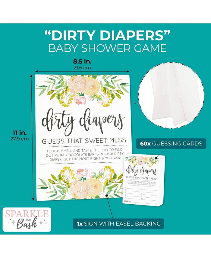 Sparkle and Bash Dirty Diaper Game Baby Shower Fun, Easy Guessing Game