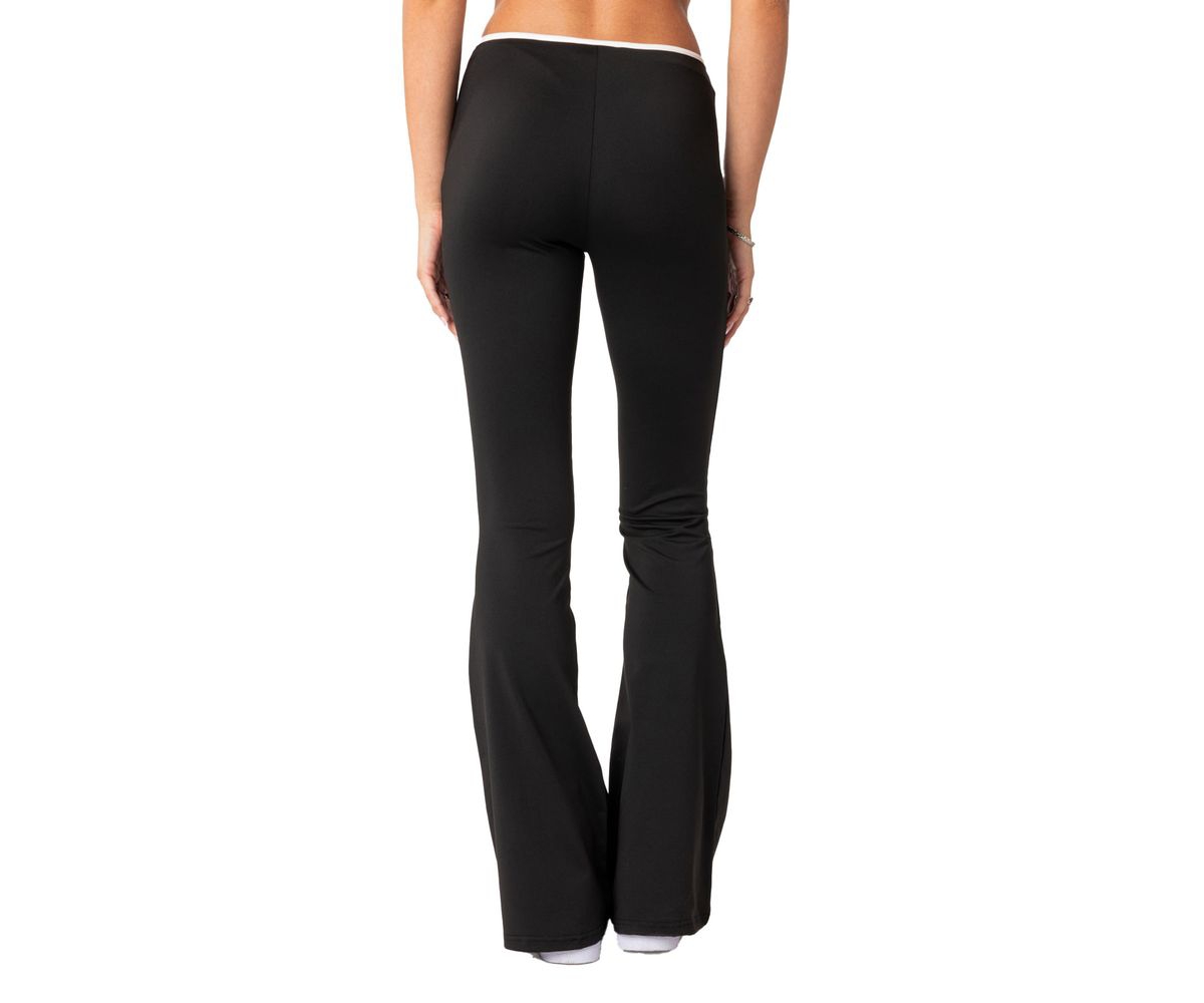 Edikted Women's Leighton contrast tie flared pants - Black-and-white