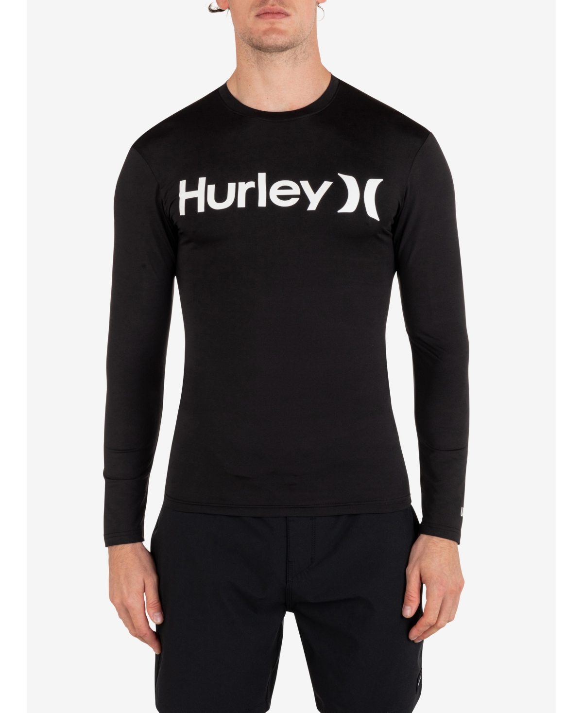 Hurley Men's Oao Quick Dry Rashguard Long Sleeve T-shirt In Black