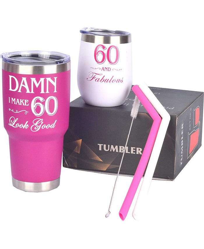 Meant2tobe 60th Birthday Gifts for Women Fabulous 60 Tumbler Set