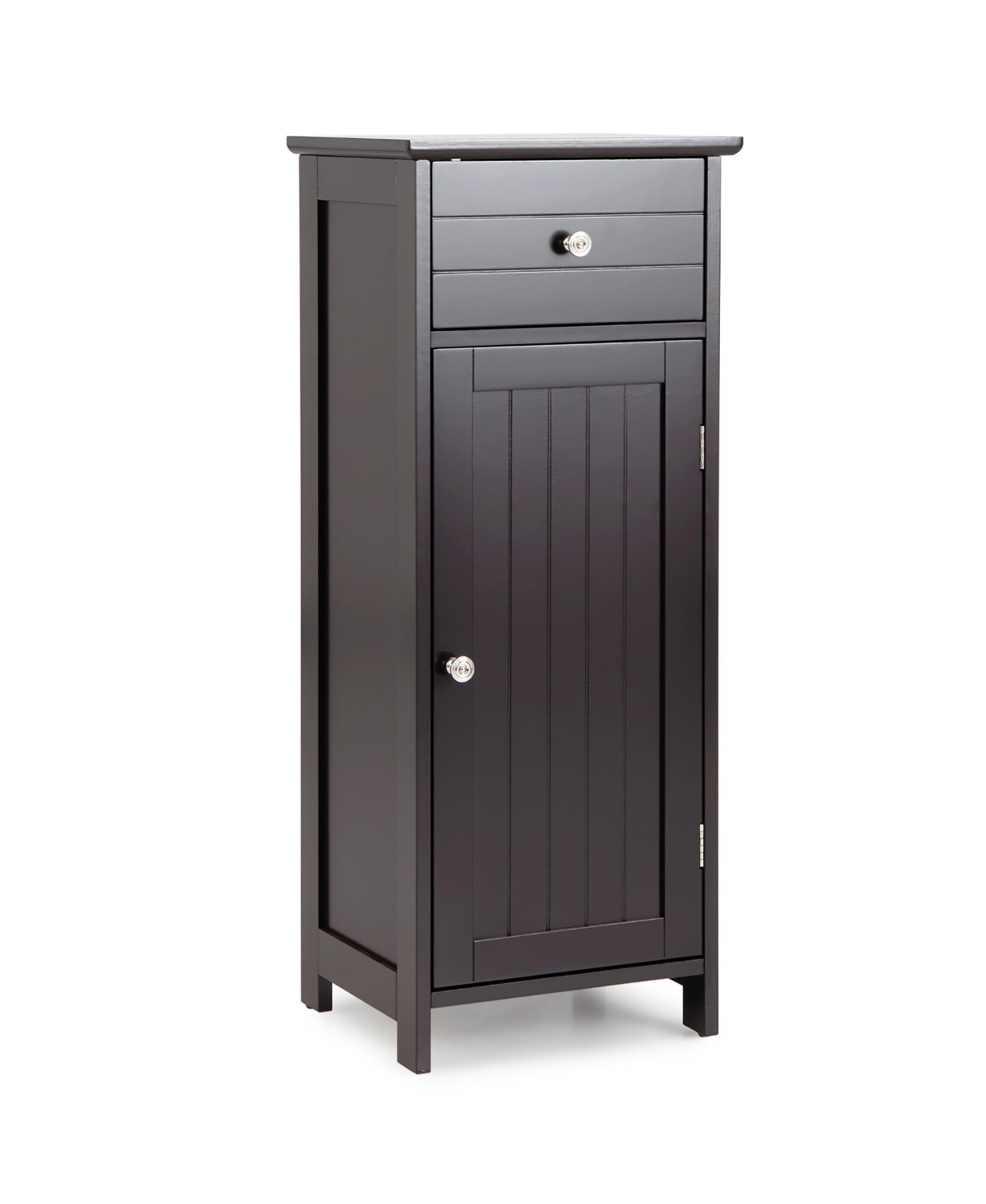 Wooden Bathroom Floor Storage Cabinet Organizer w/ Drawer Adjustable Shelf - Grey